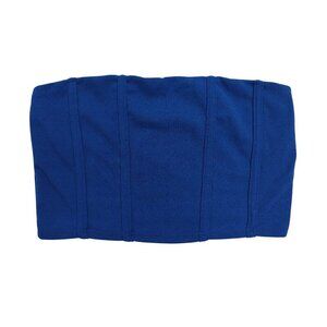 2 Saints Womens Blue Strapless Bandeau Top Seam Detail Stretch Fabric Size L/G.